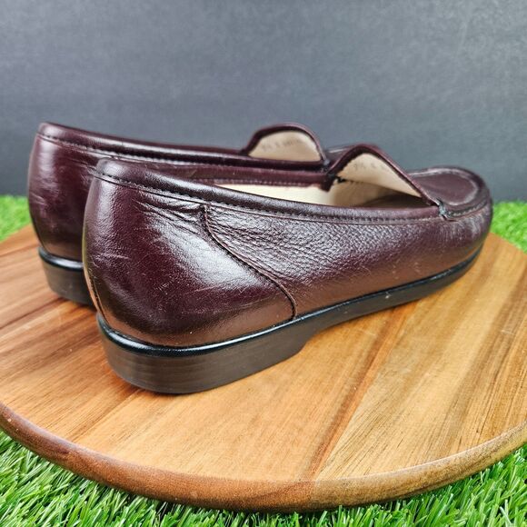 SAS Simplify Moc Toe Comfort Slip On Loafer Leather Burgundy Wine Women's 9.5 N - Picture 2 of 10
